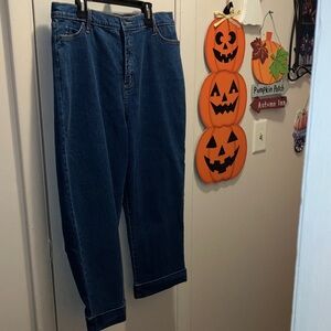 BESTOW Deep Blue Cropped Denim Jeans Size 16